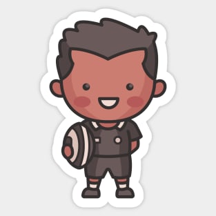 Cute Kiwi Rugby Player Cartoon Sticker